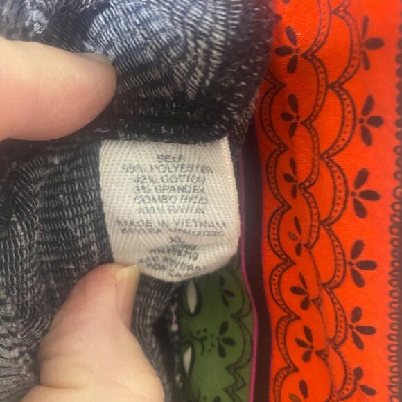 Indigo Thread Co. Top Womens XL Gray Patchwork Sleeve Ribbed Knit Boho - Picture 3 of 9